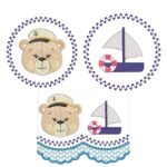 Matriz de bordado kit Fraldas urso marinheiro