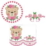 Matriz de bordado kit ursinha rosa