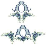 Matriz de bordado moldura floral e crivo