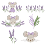 Matriz de Bordado - Ratinha Lavanda + Florais BRINDE