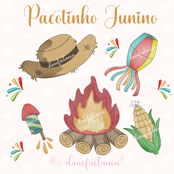 matriz de bordado eletronico festa junina dani faitanin fogueira milho verde foguete chapeu de palha rippled