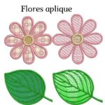 Matriz de bordado Flores margarida e folhas