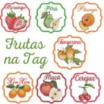 Matriz de bordado Frutas na Tag