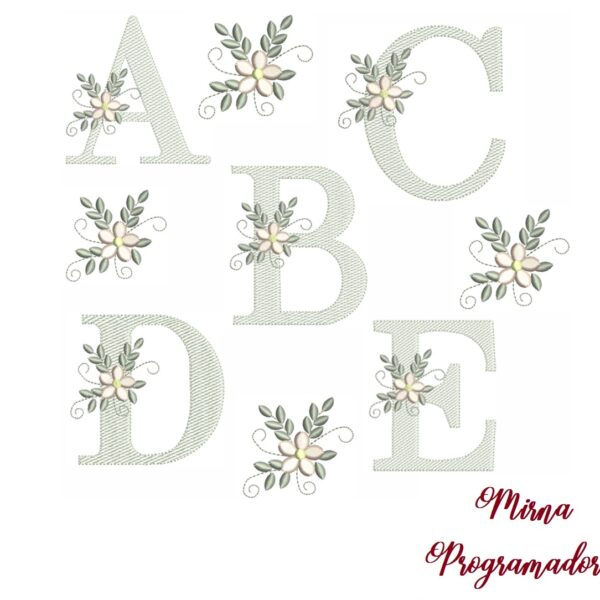 matriz de bordado alfabeto florzinhas