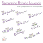 MATRIZ DE BORDADO - COLEÇÃO SEMANINHA RATINHA LAVANDA - BASTIDOR DE ESTÁGIOS (13X30)