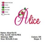 Matriz de bordado- Nome com Flores Alice