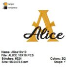 Matriz de bordado- Nome Sobre Posto Alice