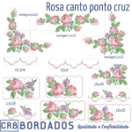 matrizes de bordado - rosa canto ponto cruz - Imagem 2