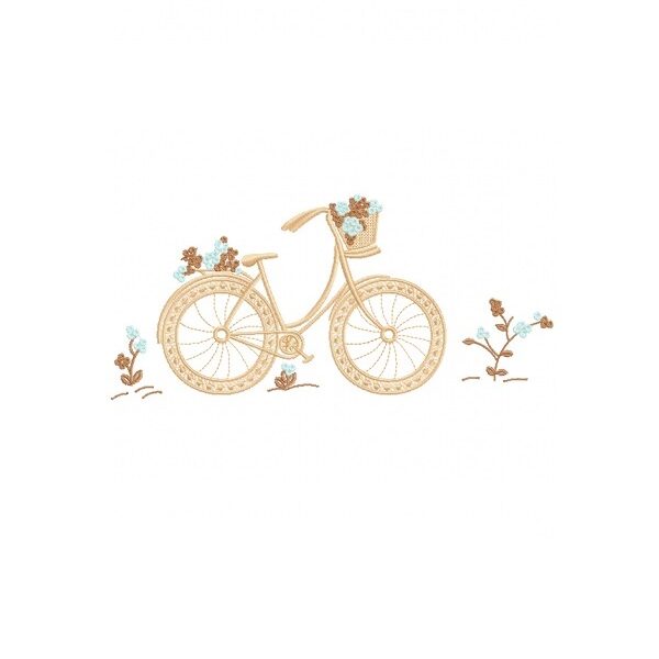 Matriz de bordado Bicicleta com flores para bordar