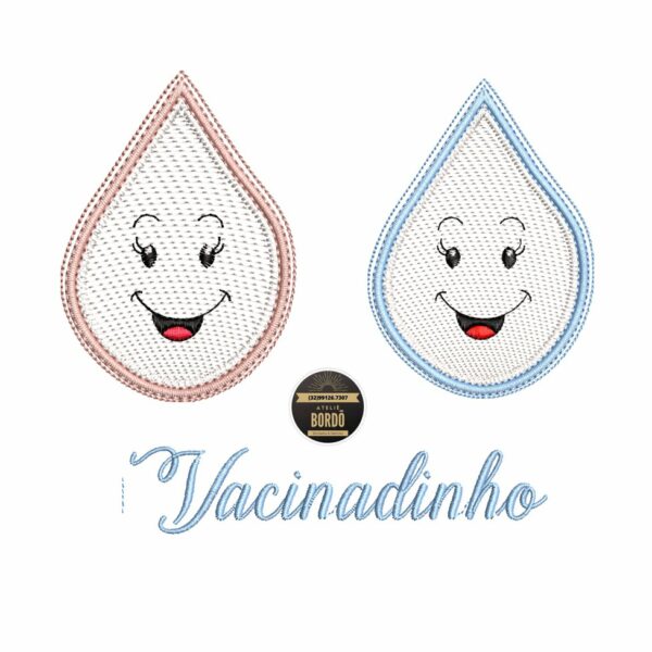 4 Matrizes de Bordado Vacina Vacinado Vacinada Infantil Rippled Jef Pes Atelie Bordo Bazar do Bordado