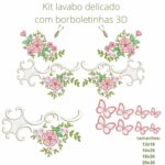 Matriz de bordado Kit lavabo guirlanda com borboletas 3D