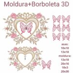 Matriz de bordado Monograma com borboletinha 3D