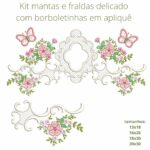 Matriz de bordado Kit Mantas e fraldas guirlanda com borboletas em aplique