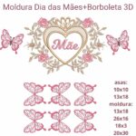 Matriz de bordado Guirlanda com coração dia das mães