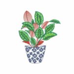 Matriz de bordado folhagem ornamental