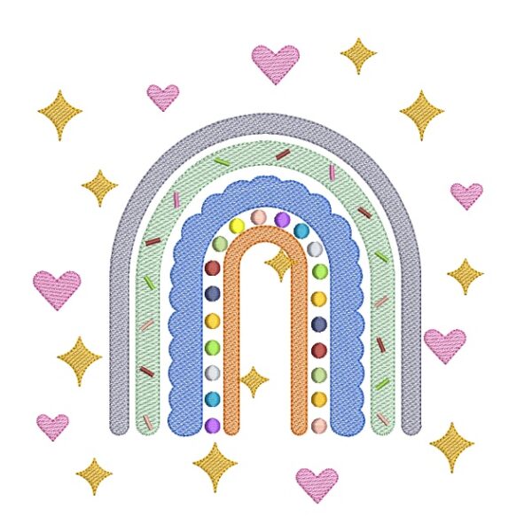 Matriz de Bordado Arco-íris para bordar com estrelas e corações - Rippled.