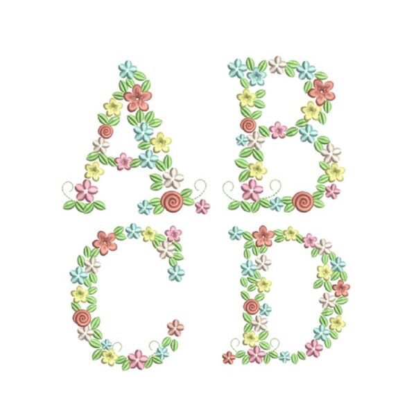 matriz de bordado alfabeto floral para bordar