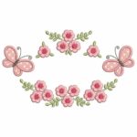 Matriz de bordado Entremeio floral com borboletinhas em aplique