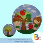 Jardim do Éden Adão e Eva – página completa para livro sensorial