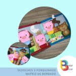 Três porquinhos atividade para livro sensorial na bordadeira
