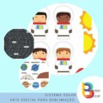 Sistema Solar e dedoches Astronautas – arte digital