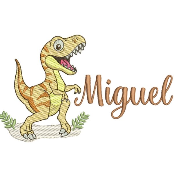matriz-de-bordado-nome-miguel-sobreposto-sobrepondo-para-bordar-dinossauro