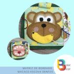 Macaco comilão escova dentes atividade para livro sensorial na bordadeira