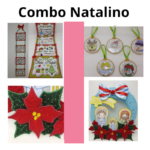 Projeto na Bordadeira - Combo de Natal - Plaquinhas + Bolas + Flor de Natal + Guirlanda Sagrada Familia