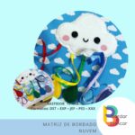 Nuvem Chuva colorida página de atividade para livro sensorial – matriz de bordado