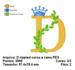 Matriz de bordado- Letra ramo e coroa menino 10X10