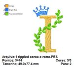 Matriz de bordado- Letra ramo e coroa menino 10X10