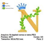 Matriz de bordado- Letra ramo e coroa menino 10X10