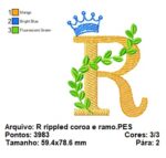 Matriz de bordado- Letra ramo e coroa menino 10X10