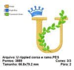 Matriz de bordado- Letra ramo e coroa menino 10X10