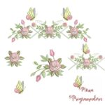 matriz de bordado moldura flores toalha2
