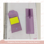 Projeto na bordadeira - Porta caneta e porta post it em sintético - Imagem 2