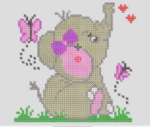 Matriz de bordado- Ponto Cruz elefante bastidor 13x18 PES E JEF