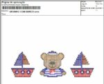 Matriz de bordado- Ponto Cruz Ursinho e Barco PES E JEF - Image 3