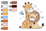 Matriz de bordado Safari Girafa e um Leao Abraรงados - 5 TAMANHOS - Image 2