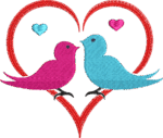 MATRIZ DE BORDADOS CASAL DE PASSARINHOS APAIXONADOS - Imagem 2