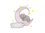 Matriz de Bordados de elefantinha dormindo na lua em pontos leves