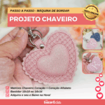 Projeto na Bordadeira - Chaveiro Coração para Sintético [Incluso + 26 letras do Alfabeto]