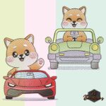 Matriz de Bordado - kit raposa no carro