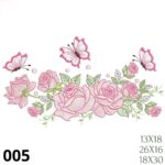 Matriz de bordado barrado de rosas delicado