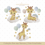 Matrizes de Bordado Trio Girafinho | Zoo nas Nuvens