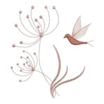 Matriz de bordado flor e passarinho