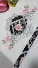 Matriz de bordado Camafeu monograma e rosas - Image 2