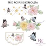 Trio Rosas e Borboletas