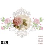 Matriz de bordado Camafeu monograma e rosas