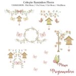 Matrizes de Bordados Raminhos Flores Casinha - Imagem 2